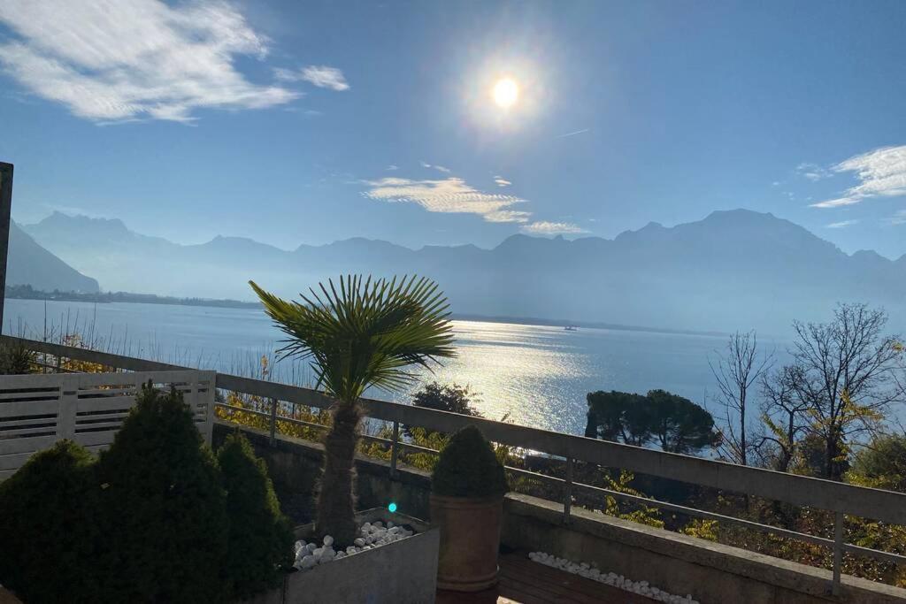 Studio Vue Panoramique Sur Le Lac Leman Veytaux Exterior foto