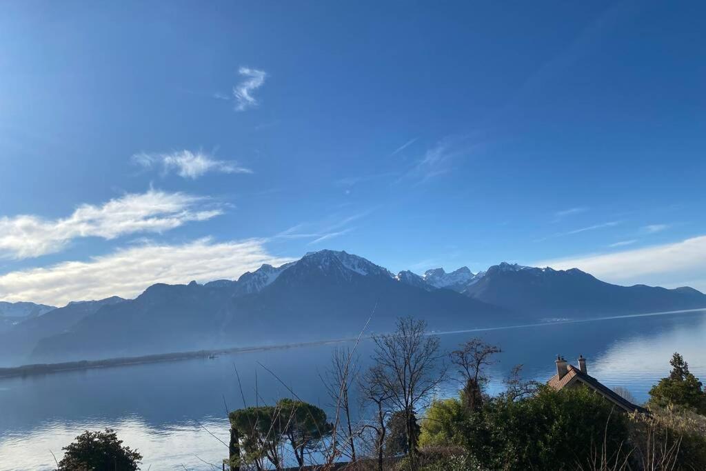 Studio Vue Panoramique Sur Le Lac Leman Veytaux Exterior foto